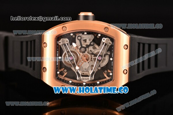 Richard Mille RM 038 Asia Automatic Rose Gold Case with Skeleton Dial and Black Inner Bezel - White Dot Markers - Click Image to Close